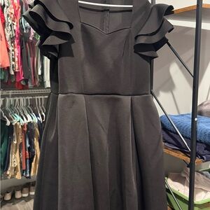 Elegant Black Ruffle Sleeve Dress